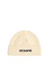 Valentino Garavani Ribbed Knit Beanie In Neutral