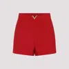 Valentino High Waisted Shorts Featuring Gold Tone Detail In Red