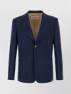 Valentino Wool Blazer With Front Pockets And Notch Lapel In Blue