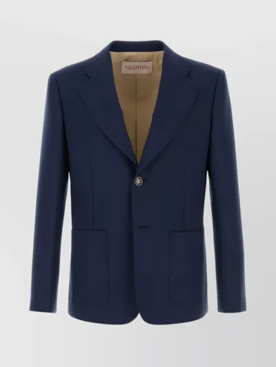 VALENTINO WOOL BLAZER WITH FRONT POCKETS AND NOTCH LAPEL