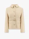 Valentino Wool Blazer With Leather Belt And V Gold Buckle