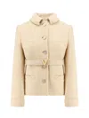 Valentino Wool Blazer With Leather Belt And V Gold Buckle