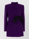 Valentino Wool Blend Blazer Asymmetric Design Bow In Purple