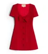 Valentino Womens Bow-embroidered Short-sleeve Tweed Mini Dress Paris In Red