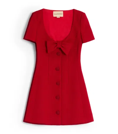 VALENTINO VIRGIN WOOL BOW-DETAIL MINI DRESS