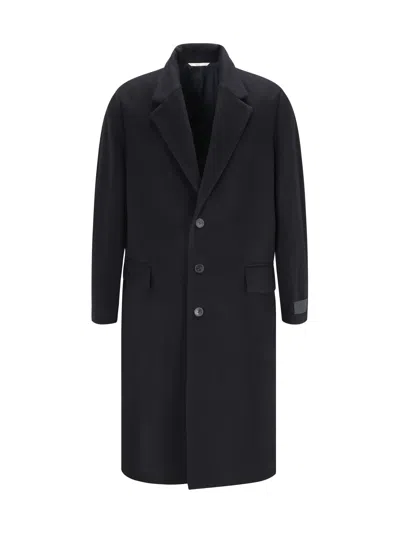 Valentino Wool Blend Coat In Black