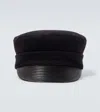 Valentino Garavani Vlogo Signature Wool Cap With Leather Visor In Black