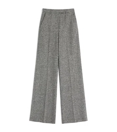 VALENTINO WOOL-BLEND SPECKLED WIDE-LEG TROUSERS