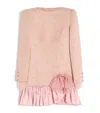 Valentino Long Sleeve Dress Ruffled Hem In Pink