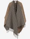 Valentino Iconographic Cape Reversible Fringe Trim In Beige