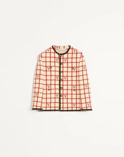 Valentino Checked Button-up Cardigan In Neutral