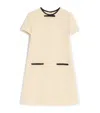 Valentino Bow Detail Virgin Wool Blend Tweed Minidress In Neutral