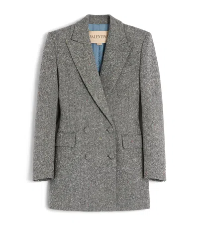 Valentino Wool-blend Pea Coat In Gray