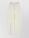Valentino Wool Blend Pleated Cropped Trousers In Green