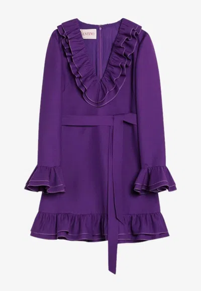 VALENTINO WOOL-BLEND RUFFLED MINI DRESS