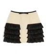 Valentino Ruffled Taffeta-trimmed Wool-blend Tweed Mini Skirt In Black