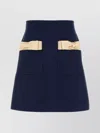 Valentino Wool Blend Skirt With Bow And Front Pockets In Blue