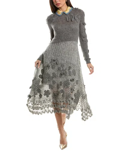 Valentino Wool-blend Sweaterdress In Grey