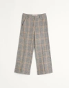 Valentino Wool Blend Trousers With Turn-up With Check Pattern In Grey