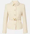 Valentino Garavani Belted Virgin Wool Blend Tweed Jacket In Beige