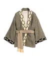 Valentino Wool Blend Robe Jacket With Jacquard Trim And Belt In Multicolor