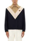 Valentino Wool And Cotton Jacket With Chevron Pattern In Black