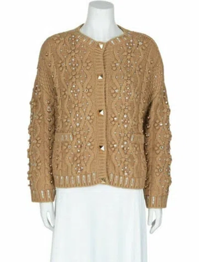 Pre-owned Valentino Wool Cardigan W/ Tags In Brown
