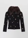 Valentino Wool Cardigan With Detachable Fur Collar In Black