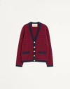 Valentino Garavani Patterned-intarsia Wool Cardigan In Red