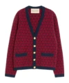 Valentino Garavani Patterned-intarsia Wool Cardigan In Red