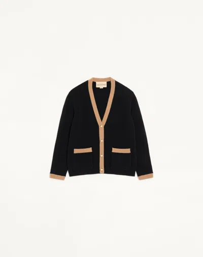Valentino Wool Cardigan In Black