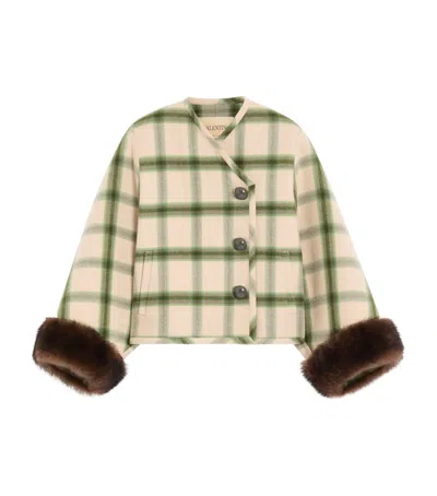 Valentino Wool Check Wrap Jacket