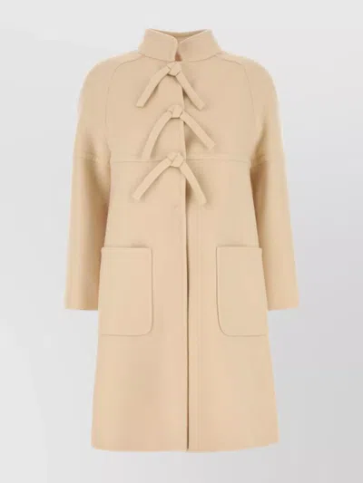 Valentino Single-breasted Coat In Beige