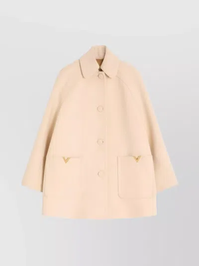 VALENTINO WOOL COAT WITH ROUNDED COLLAR AND POCKETS