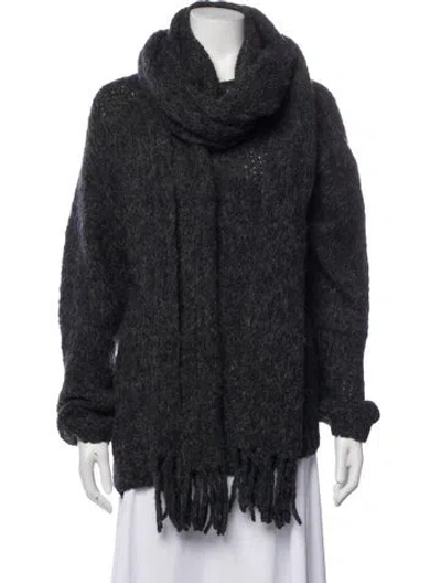 Pre-owned Valentino Wool Cowl Neck Sweater In Gray