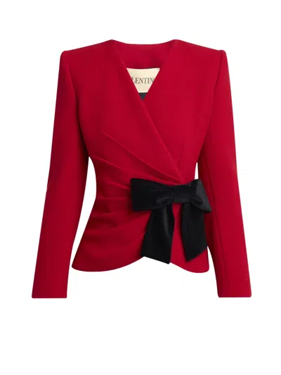 VALENTINO WOOL CREPE BLAZER WITH BOW