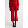 Valentino Wool Crepe Crop Flare Pants In Red
