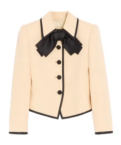 Valentino Wool Crepe Jacket In Neutral