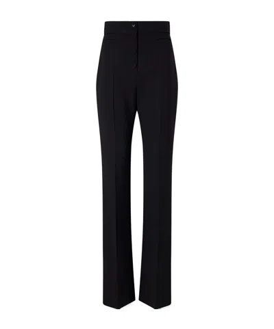 Valentino Wool Crepe Straight Leg Pants In Black