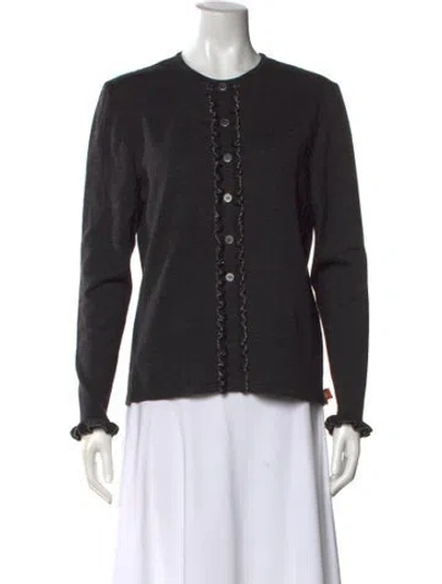 Pre-owned Valentino Wool Crew Neck Blouse In Black