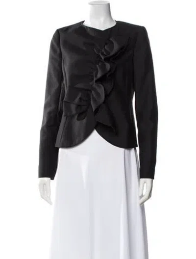 Pre-owned Valentino Wool Crew Neck Blouse In Gray