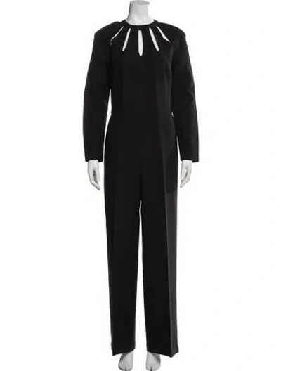 Pre-owned Valentino Wool Crew Neck Jumpsuit In Black