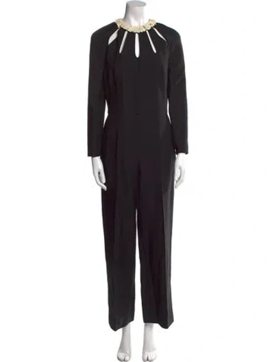 Pre-owned Valentino Wool Crew Neck Jumpsuit In Black