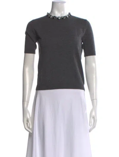 Pre-owned Valentino Wool Crew Neck Sweater In Grey