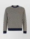 Valentino Crewneck Wool Jumper With Toute La V Jacquard Pattern