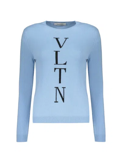 Valentino Wool Crew-neck Sweater In Blue