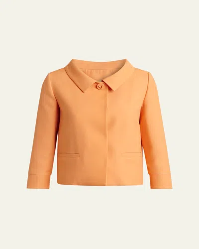 Valentino Wool Crop Jacket In Orange