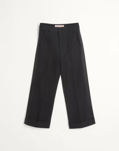 VALENTINO VALENTINO WOOL CUFFED TROUSERS WITH SATIN SIDE BANDS