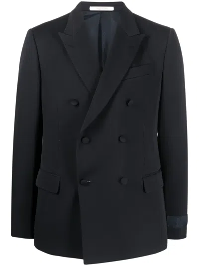 Valentino Wool Double-breasted Blazer In Blue