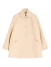 Valentino Wool Drap Coat In Neutral